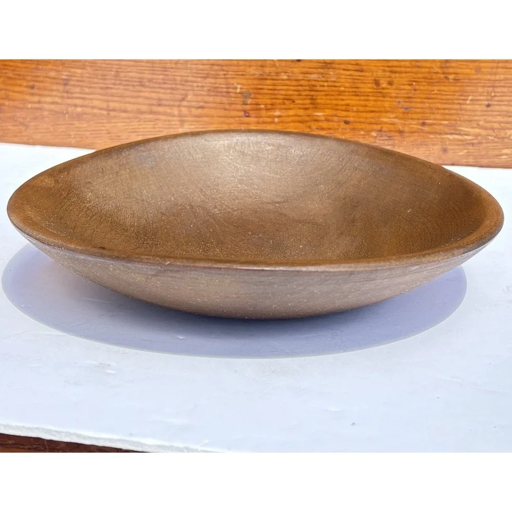 Primitive Wooden Round Bowl Farmhouse Kitchen Decor Cabin 9